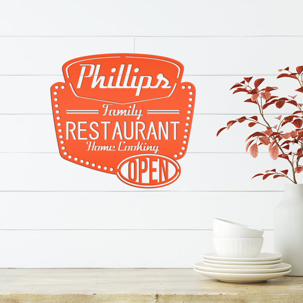 Personalized Family Restaurant Kitchen Metal Sign, Restaurant Decor & Sign, Sign for Restaurant, Custom Restaurant Signs & Signage, Family Restaurant Signage & Wall Decor