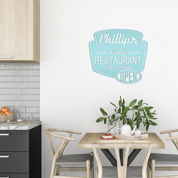 Personalized Family Restaurant Kitchen Metal Sign, Restaurant Decor & Sign, Sign for Restaurant, Custom Restaurant Signs & Signage, Family Restaurant Signage & Wall Decor