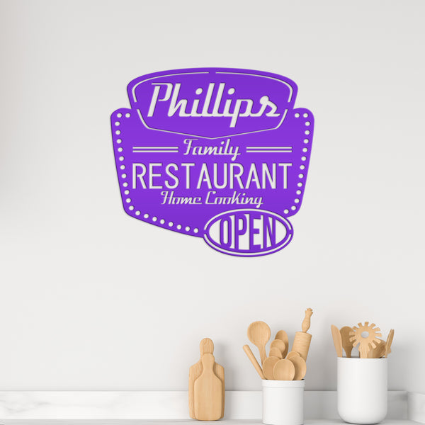 Personalized Family Restaurant Kitchen Metal Sign, Restaurant Decor & Sign, Sign for Restaurant, Custom Restaurant Signs & Signage, Family Restaurant Signage & Wall Decor