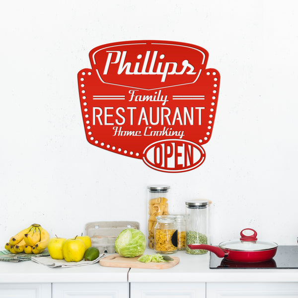 Personalized Family Restaurant Kitchen Metal Sign, Restaurant Decor & Sign, Sign for Restaurant, Custom Restaurant Signs & Signage, Family Restaurant Signage & Wall Decor