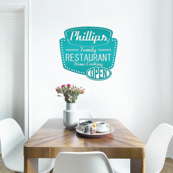 Personalized Family Restaurant Kitchen Metal Sign, Restaurant Decor & Sign, Sign for Restaurant, Custom Restaurant Signs & Signage, Family Restaurant Signage & Wall Decor
