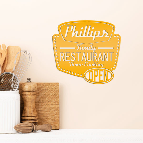 Personalized Family Restaurant Kitchen Metal Sign, Restaurant Decor & Sign, Sign for Restaurant, Custom Restaurant Signs & Signage, Family Restaurant Signage & Wall Decor