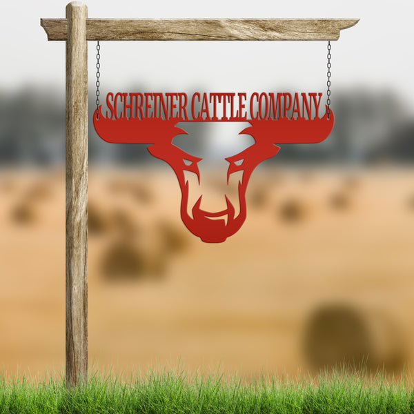 Personalized Bull Metal Sign, Bull Wall Decor, Bull Wall Art, Bull Ranch Sign, Bull Sign for Ranch, Bull Farmhouse Wall Decor