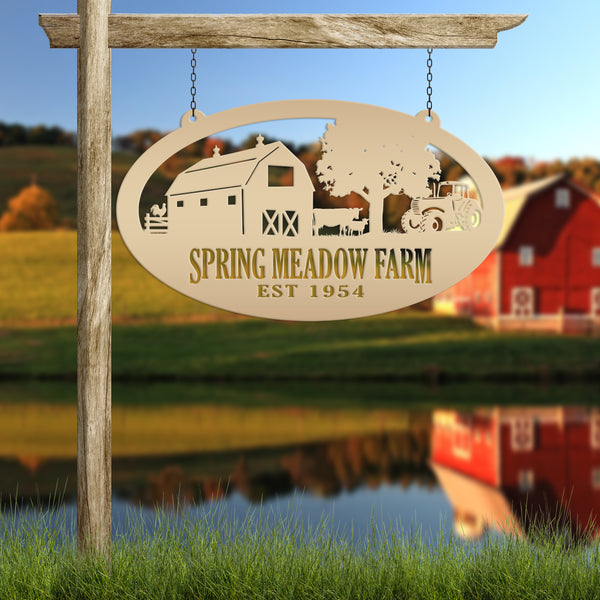 Personalized Oval Farm Sign with Family name and Established Date,  Family Farm Wall Decor, Farm Wall Decor, Farm Scene Wall Decor, Gift for Farmer, Fathers Day
