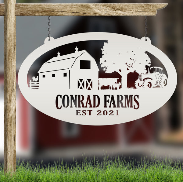 Personalized Oval Farm Sign with Family name and Established Date,  Family Farm Wall Decor, Farm Wall Decor, Farm Scene Wall Decor, Gift for Farmer, Fathers Day