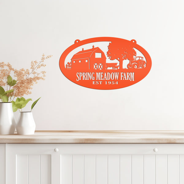 Personalized Oval Farm Sign with Family name and Established Date,  Family Farm Wall Decor, Farm Wall Decor, Farm Scene Wall Decor, Gift for Farmer, Fathers Day