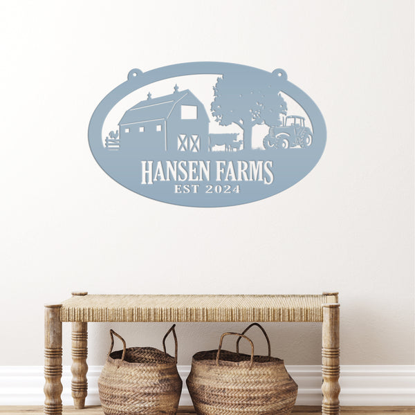 Personalized Oval Farm Sign with Family name and Established Date,  Family Farm Wall Decor, Farm Wall Decor, Farm Scene Wall Decor, Gift for Farmer, Fathers Day