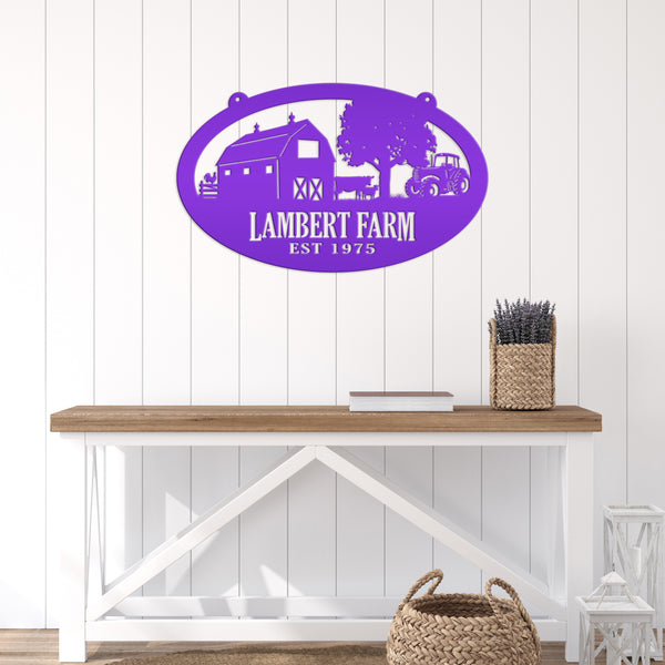 Personalized Oval Farm Sign with Family name and Established Date,  Family Farm Wall Decor, Farm Wall Decor, Farm Scene Wall Decor, Gift for Farmer, Fathers Day