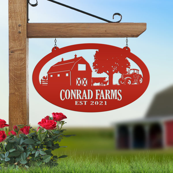 Personalized Oval Farm Sign with Family name and Established Date,  Family Farm Wall Decor, Farm Wall Decor, Farm Scene Wall Decor, Gift for Farmer, Fathers Day