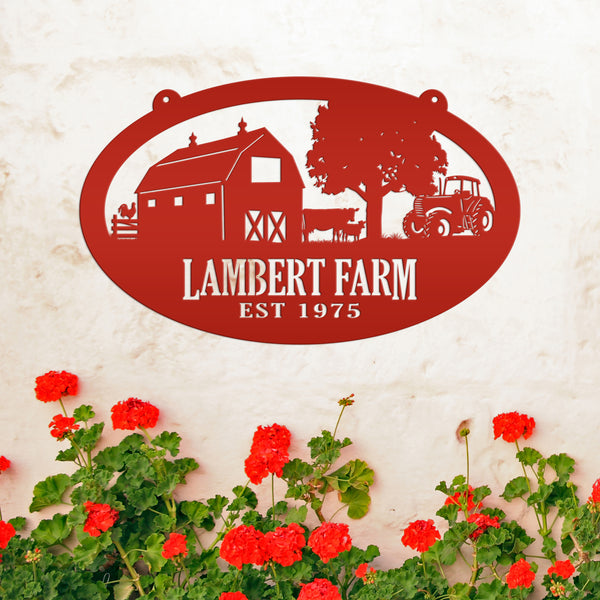 Personalized Oval Farm Sign with Family name and Established Date,  Family Farm Wall Decor, Farm Wall Decor, Farm Scene Wall Decor, Gift for Farmer, Fathers Day