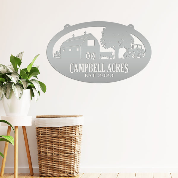 Personalized Oval Farm Sign with Family name and Established Date,  Family Farm Wall Decor, Farm Wall Decor, Farm Scene Wall Decor, Gift for Farmer, Fathers Day