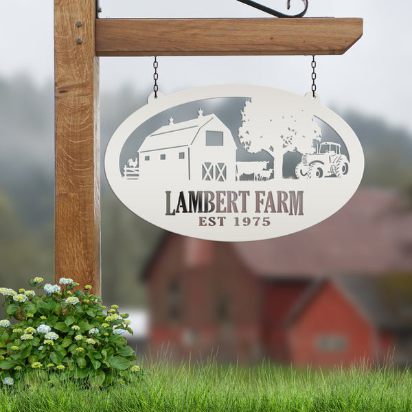 Personalized Oval Farm Sign with Family name and Established Date,  Family Farm Wall Decor, Farm Wall Decor, Farm Scene Wall Decor, Gift for Farmer, Fathers Day