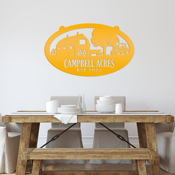 Personalized Oval Farm Sign with Family name and Established Date,  Family Farm Wall Decor, Farm Wall Decor, Farm Scene Wall Decor, Gift for Farmer, Fathers Day