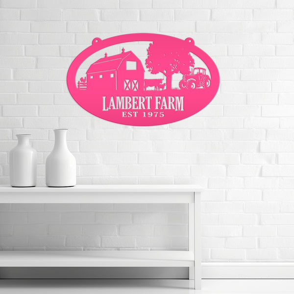 Personalized Oval Farm Sign with Family name and Established Date,  Family Farm Wall Decor, Farm Wall Decor, Farm Scene Wall Decor, Gift for Farmer, Fathers Day