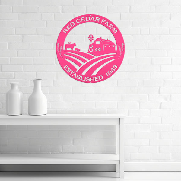 Farm Name Custom Metal Sign, Farmhouse Wall Decor & Art, Farm Decor & Signs, Farm Scene Custom Metal Sign