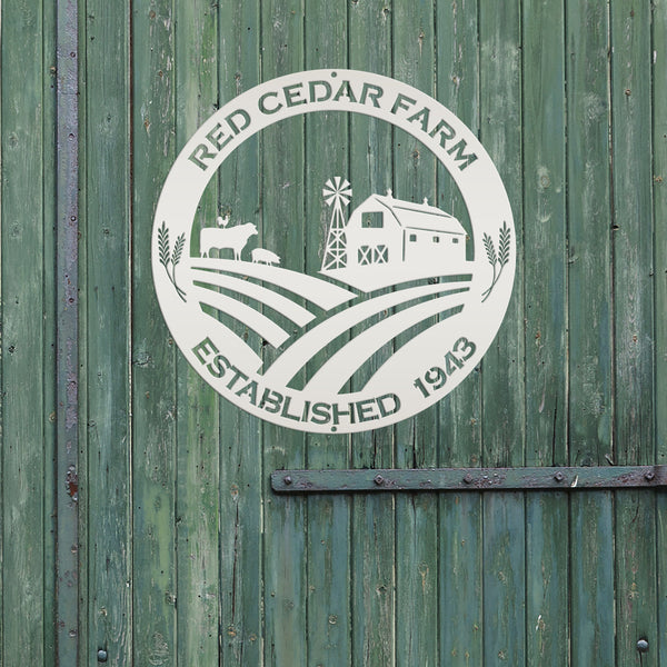 Farm Name Custom Metal Sign, Farmhouse Wall Decor & Art, Farm Decor & Signs, Farm Scene Custom Metal Sign