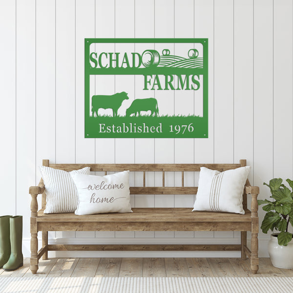 Personalized Square Farm Animal Scene Wall Decor, Farm Wall Art, Farm Decor for the Wall, Farmhouse Decor, Cow Farm Scene Metal Sign, Family Farm Sign