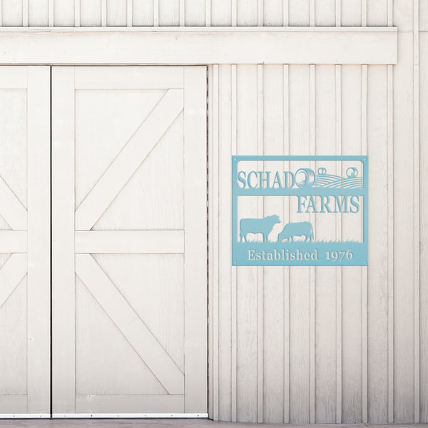 Personalized Square Farm Animal Scene Wall Decor, Farm Wall Art, Farm Decor for the Wall, Farmhouse Decor, Cow Farm Scene Metal Sign, Family Farm Sign