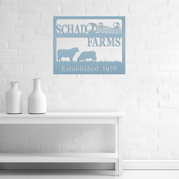 Personalized Square Farm Animal Scene Wall Decor, Farm Wall Art, Farm Decor for the Wall, Farmhouse Decor, Cow Farm Scene Metal Sign, Family Farm Sign