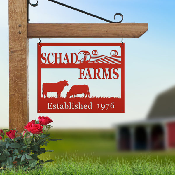 Personalized Square Farm Animal Scene Wall Decor, Farm Wall Art, Farm Decor for the Wall, Farmhouse Decor, Cow Farm Scene Metal Sign, Family Farm Sign