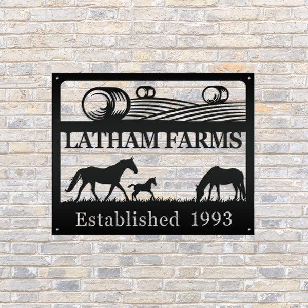 Personalized Horse Farm Scene Metal Sign, Horse Farm Scene Sign Wall Decor, Horse Lovers, Horse Gift, Horse Farm Scene Wall Art, Farmhouse Wall Decor, Horse Farm Wall Decor, Horse Farm, Horse Girl