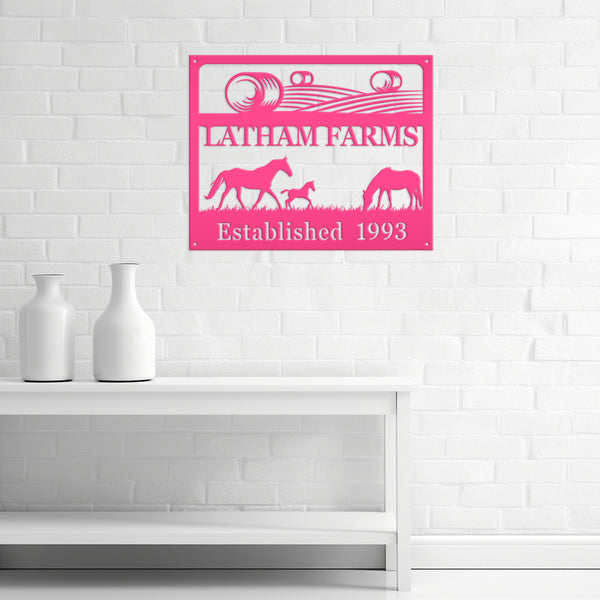 Personalized Horse Farm Scene Metal Sign, Horse Farm Scene Sign Wall Decor, Horse Lovers, Horse Gift, Horse Farm Scene Wall Art, Farmhouse Wall Decor, Horse Farm Wall Decor, Horse Farm, Horse Girl