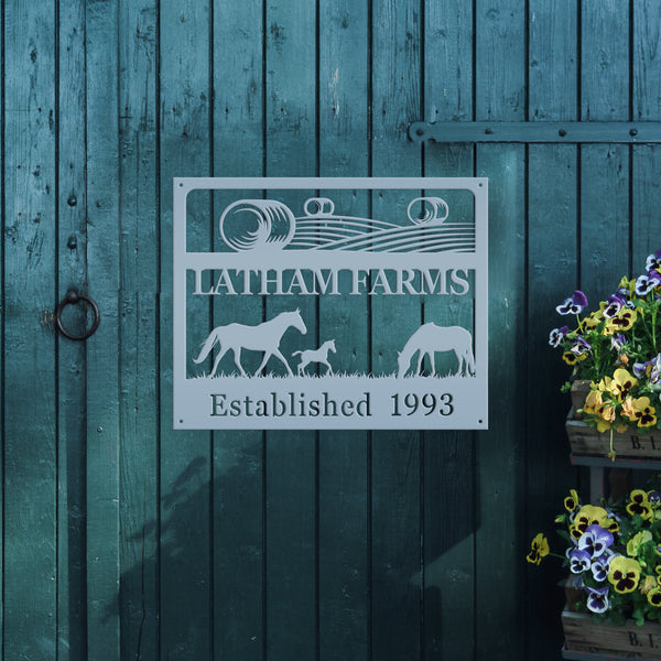 Personalized Horse Farm Scene Metal Sign, Horse Farm Scene Sign Wall Decor, Horse Lovers, Horse Gift, Horse Farm Scene Wall Art, Farmhouse Wall Decor, Horse Farm Wall Decor, Horse Farm, Horse Girl