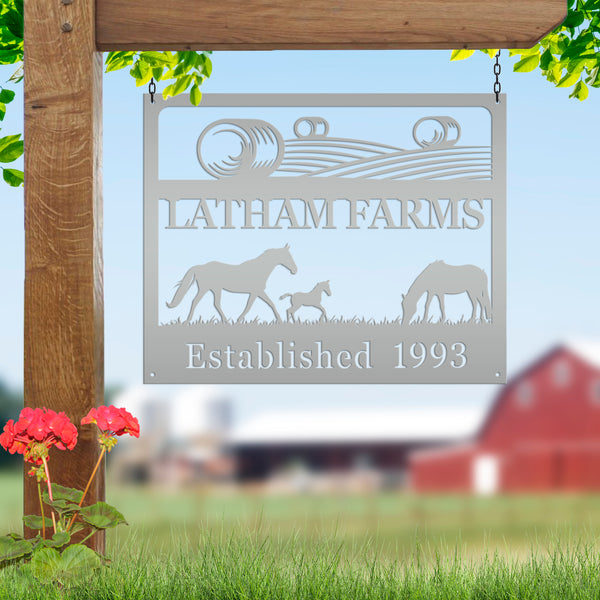 Personalized Horse Farm Scene Metal Sign, Horse Farm Scene Sign Wall Decor, Horse Lovers, Horse Gift, Horse Farm Scene Wall Art, Farmhouse Wall Decor, Horse Farm Wall Decor, Horse Farm, Horse Girl