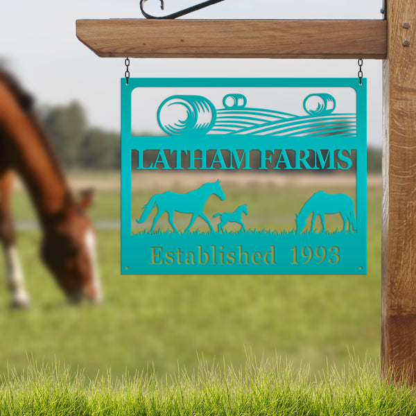 Personalized Horse Farm Scene Metal Sign, Horse Farm Scene Sign Wall Decor, Horse Lovers, Horse Gift, Horse Farm Scene Wall Art, Farmhouse Wall Decor, Horse Farm Wall Decor, Horse Farm, Horse Girl