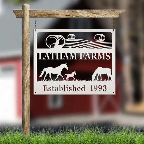 Personalized Horse Farm Scene Metal Sign, Horse Farm Scene Sign Wall Decor, Horse Lovers, Horse Gift, Horse Farm Scene Wall Art, Farmhouse Wall Decor, Horse Farm Wall Decor, Horse Farm, Horse Girl