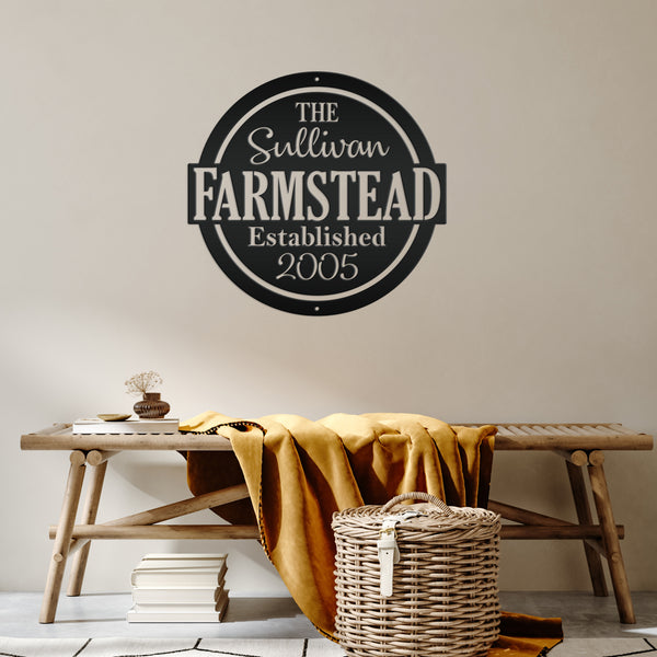 Personalized Metal Family Farmstead with Established Date Sign