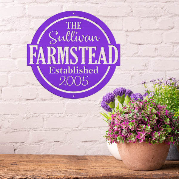 Personalized Metal Family Farmstead with Established Date Sign