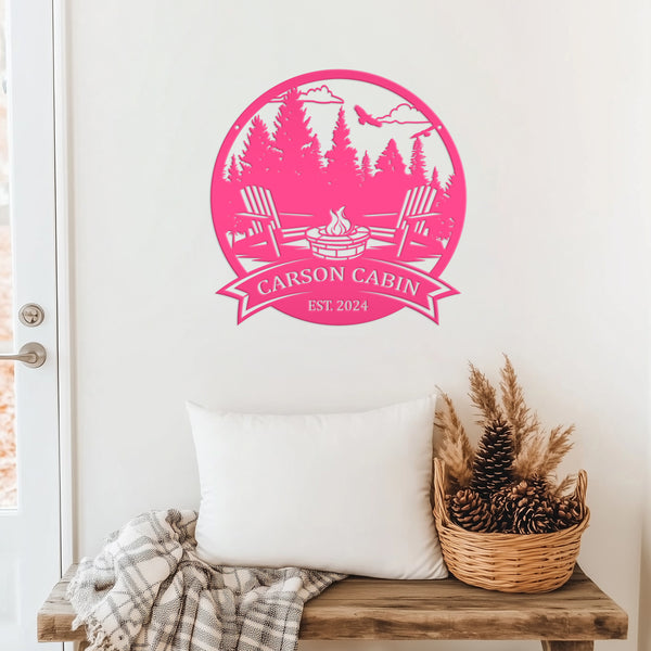 Campfire Sign with Family Name , Outdoor Metal Sign with Adirondack Chairs,  Personalized Camping Gifts, Fire Pit Sign, Metal Camping Sign, Camping Decor