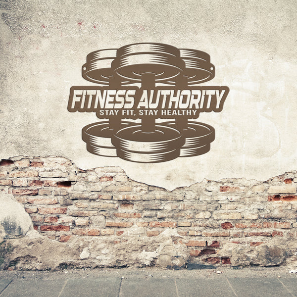 Personalized Gym Name Dumbbell Metal Sign-Fitness Center Wall Decor-Weight Room Wall Art