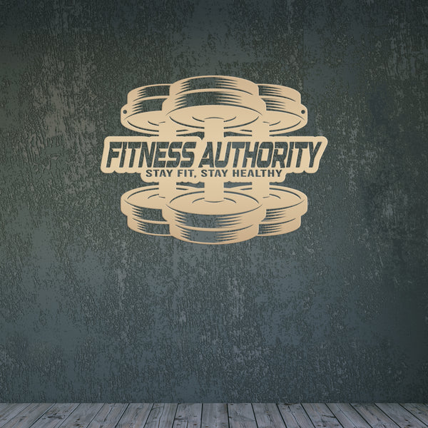 Personalized Gym Name Dumbbell Metal Sign-Fitness Center Wall Decor-Weight Room Wall Art