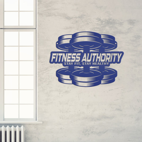 Personalized Gym Name Dumbbell Metal Sign-Fitness Center Wall Decor-Weight Room Wall Art