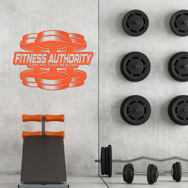 Personalized Gym Name Dumbbell Metal Sign-Fitness Center Wall Decor-Weight Room Wall Art
