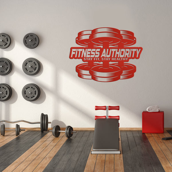 Personalized Gym Name Dumbbell Metal Sign-Fitness Center Wall Decor-Weight Room Wall Art