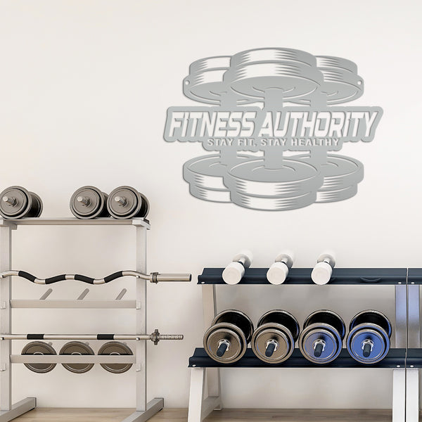 Personalized Gym Name Dumbbell Metal Sign-Fitness Center Wall Decor-Weight Room Wall Art