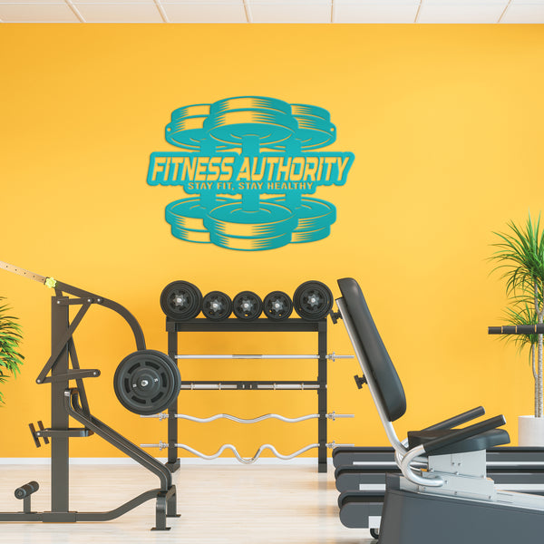 Personalized Gym Name Dumbbell Metal Sign-Fitness Center Wall Decor-Weight Room Wall Art