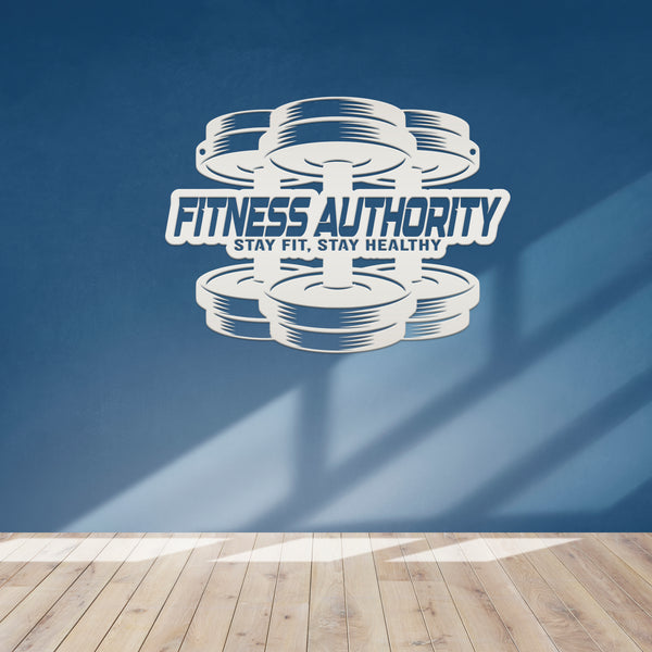Personalized Gym Name Dumbbell Metal Sign-Fitness Center Wall Decor-Weight Room Wall Art