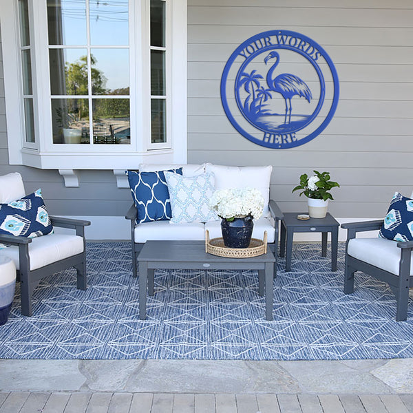 Personalized Tropical Flamingo Metal Sign, Flamingo Wall Art Decor, Flamingo Beach Condo Decor, Flamingo Tropical Beach House Wall Decor, Flamingo Lover Gift, Flamingo Palm Tree Sign