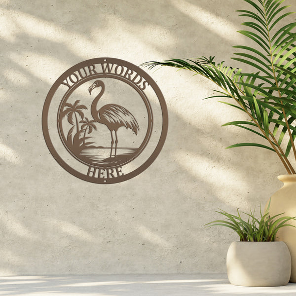 Personalized Tropical Flamingo Metal Sign, Flamingo Wall Art Decor, Flamingo Beach Condo Decor, Flamingo Tropical Beach House Wall Decor, Flamingo Lover Gift, Flamingo Palm Tree Sign