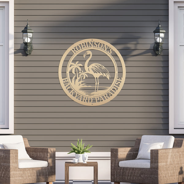 Personalized Tropical Flamingo Metal Sign, Flamingo Wall Art Decor, Flamingo Beach Condo Decor, Flamingo Tropical Beach House Wall Decor, Flamingo Lover Gift, Flamingo Palm Tree Sign