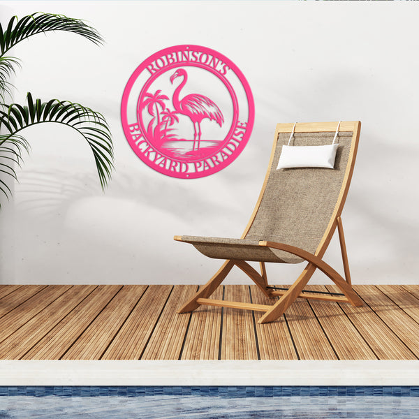 Personalized Tropical Flamingo Metal Sign, Flamingo Wall Art Decor, Flamingo Beach Condo Decor, Flamingo Tropical Beach House Wall Decor, Flamingo Lover Gift, Flamingo Palm Tree Sign