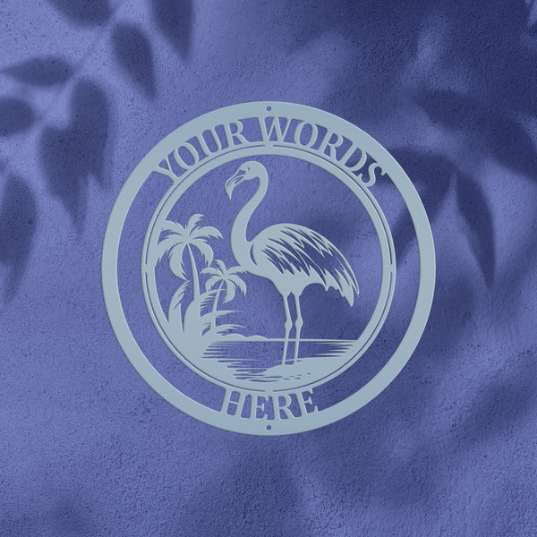 Personalized Tropical Flamingo Metal Sign, Flamingo Wall Art Decor, Flamingo Beach Condo Decor, Flamingo Tropical Beach House Wall Decor, Flamingo Lover Gift, Flamingo Palm Tree Sign