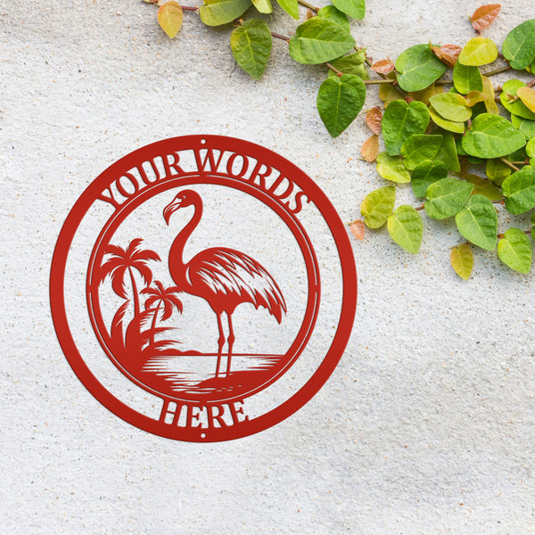 Personalized Tropical Flamingo Metal Sign, Flamingo Wall Art Decor, Flamingo Beach Condo Decor, Flamingo Tropical Beach House Wall Decor, Flamingo Lover Gift, Flamingo Palm Tree Sign