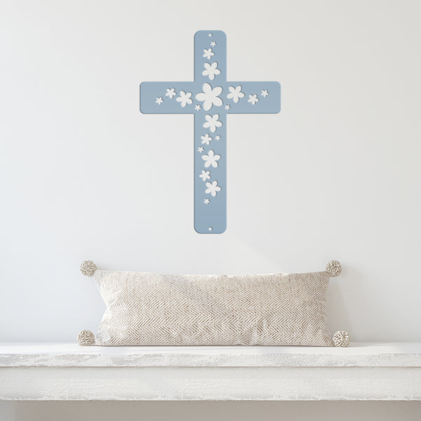 Flower Cross Metal Sign-Cross Wall Art-Christian Decor for Home Decor , Wall Decor for Christian Home