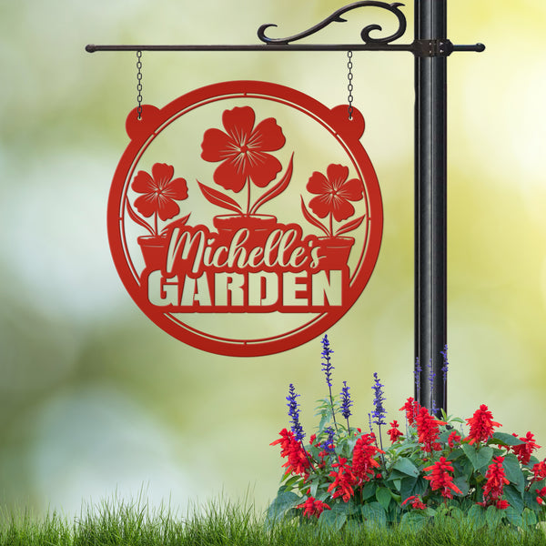 Personalized Flower Garden Metal Sign, Custom Mother's Day Gift, Hanging Garden Sign, Gift for the Gardener, Gift For Mom