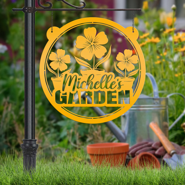 Personalized Flower Garden Metal Sign, Custom Mother's Day Gift, Hanging Garden Sign, Gift for the Gardener, Gift For Mom